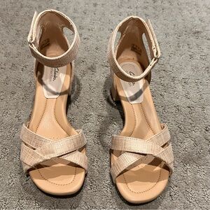 Clarks Beige Ankle Strap Sandals